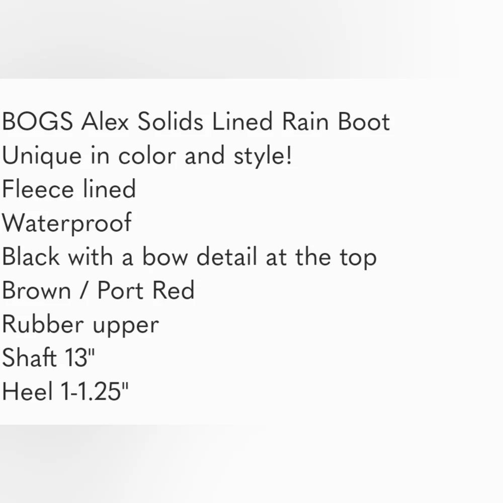 BOGS Alex Solids Lined Rain Boot Women's 6 Ribbon Black Brown Port Red‎